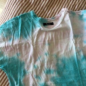 Michael Lauren Tie-Dye Tee in Aqua Blue & White
